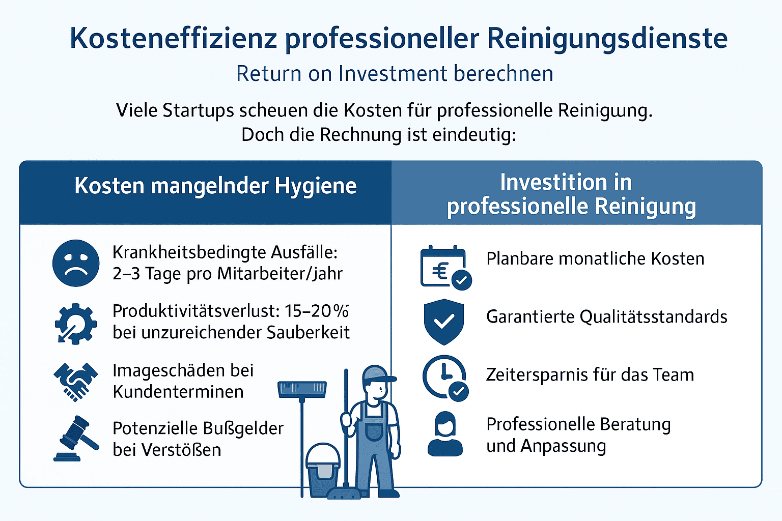 Kosten Nutzen professioneller Reinigungsdienste